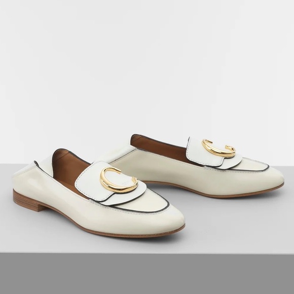 Chloe Shoes - Chloe C Metal Logo Convertible Leather Loafers